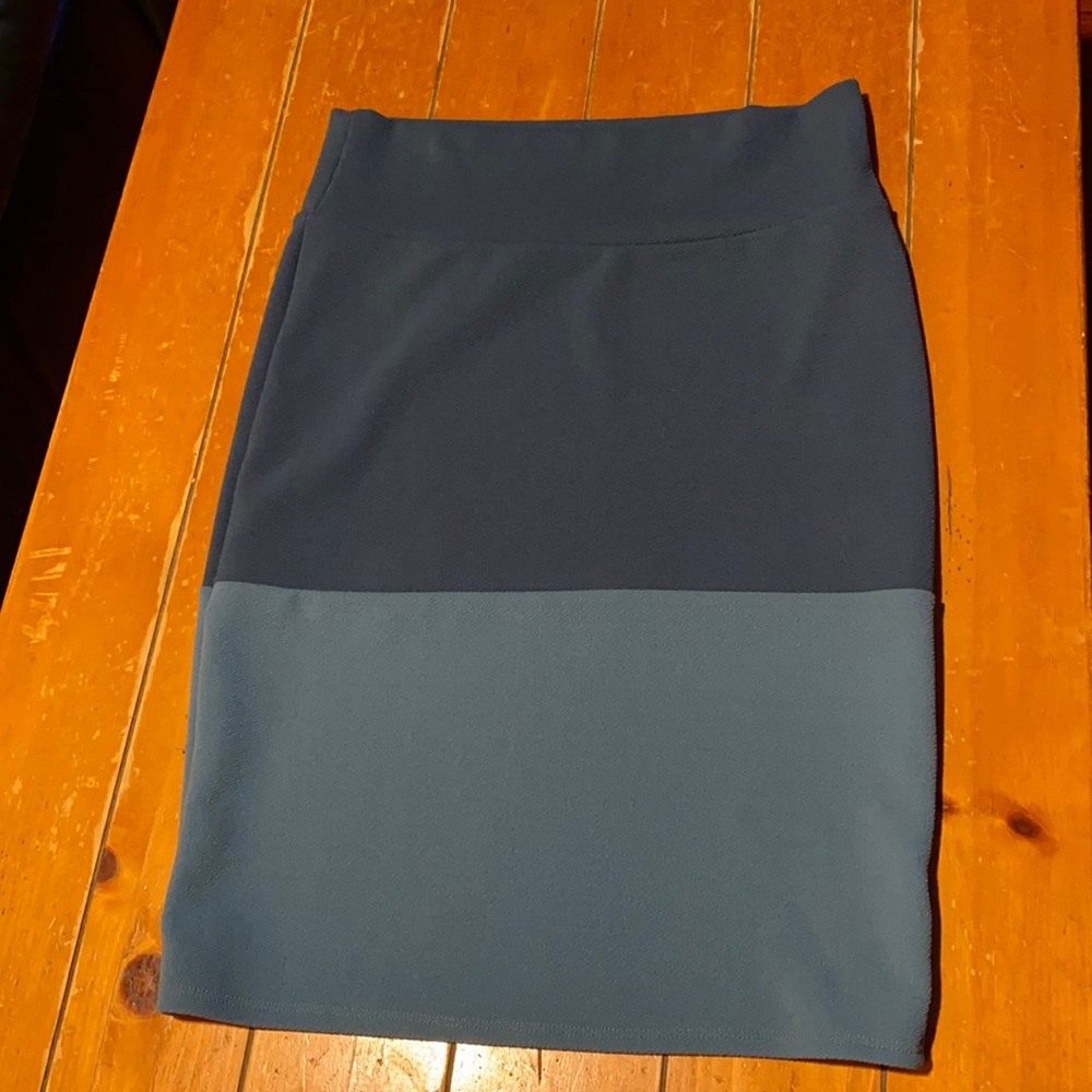 Lularoe Cassie color block blue pencil skirt NWOT